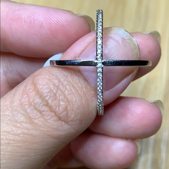 X ring in 14kt white gold plated - Picture 4 of 7